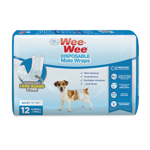 Four Paws Wee-Wee Disposable Male Dog Wraps Diapers