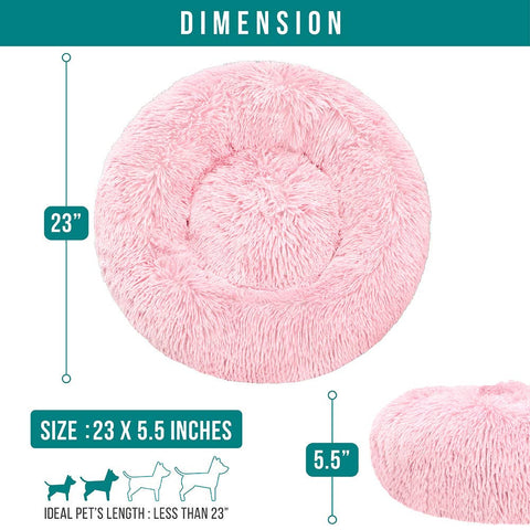 PetAmi Fluffy Calming Soft Donut Pet Bed