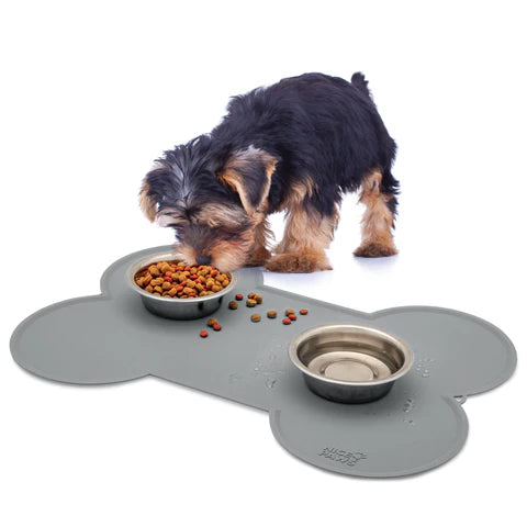 Nice Paws Silicone Gray Bone Food Mat