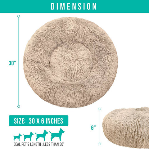 PetAmi Fluffy Calming Soft Donut Pet Bed