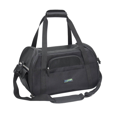 GOOPAWS Soft Sided Small Dog Carrier Comfort for Travel, Black, 19"