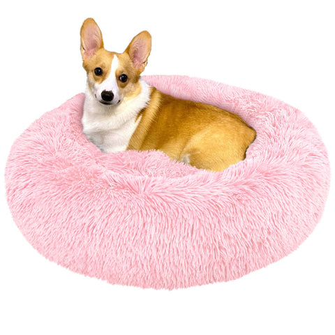 PetAmi Fluffy Calming Soft Donut Pet Bed
