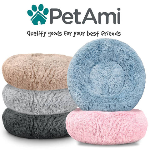PetAmi Fluffy Calming Soft Donut Pet Bed