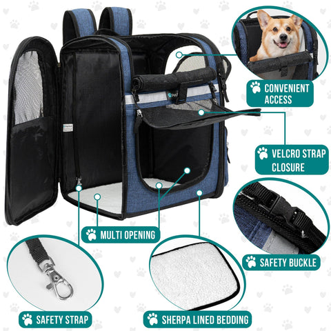 PetAmi Ultimate 4 Way Entry Pet Carrier Backpack