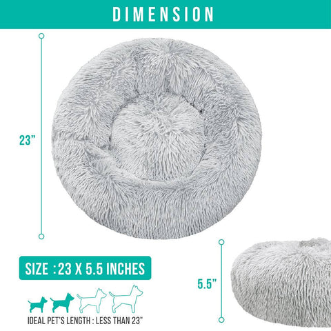 PetAmi Fluffy Calming Soft Donut Pet Bed