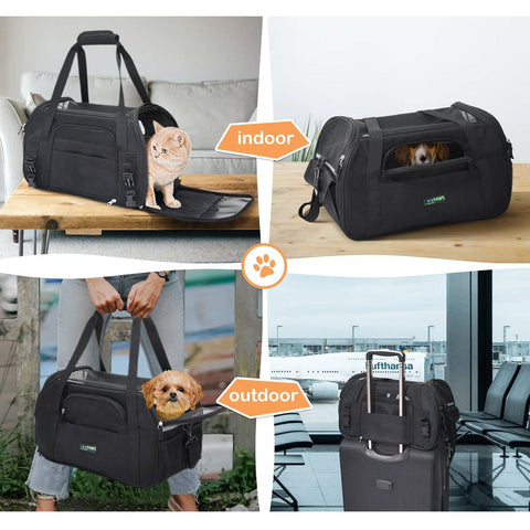 GOOPAWS Soft Sided Small Dog Carrier Comfort for Travel, Black, 19"