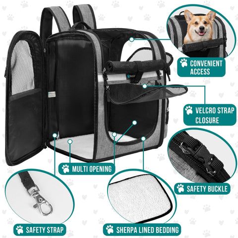 PetAmi Ultimate 4 Way Entry Pet Carrier Backpack