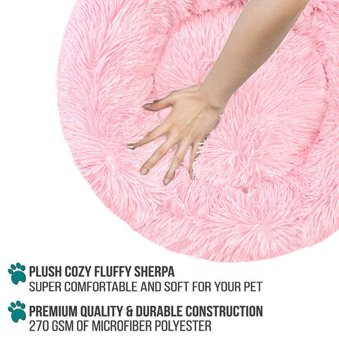 PetAmi Fluffy Calming Soft Donut Pet Bed