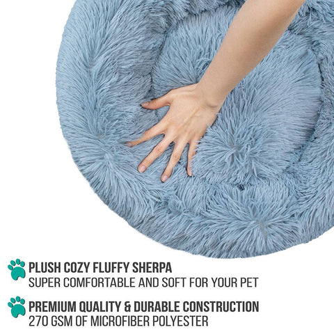 PetAmi Fluffy Calming Soft Donut Pet Bed