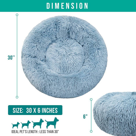 PetAmi Fluffy Calming Soft Donut Pet Bed