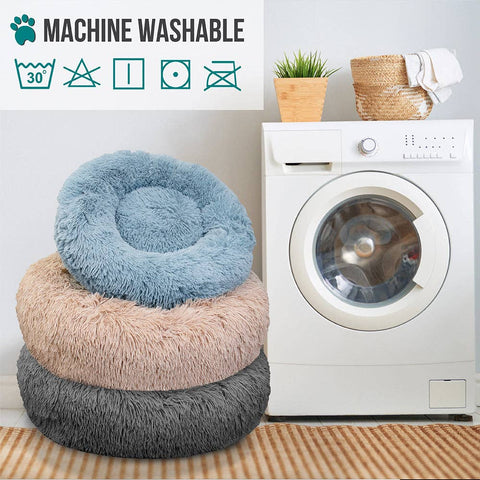 PetAmi Fluffy Calming Soft Donut Pet Bed