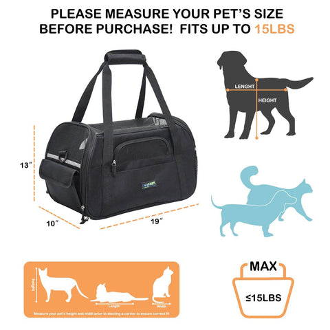 GOOPAWS Soft Sided Small Dog Carrier Comfort for Travel, Black, 19"