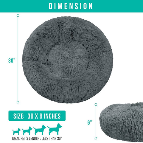 PetAmi Fluffy Calming Soft Donut Pet Bed