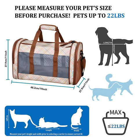 GOOPAWS Soft-Sided Travel Small Dog & Cat Carrier Bag, Orange Diamond Print