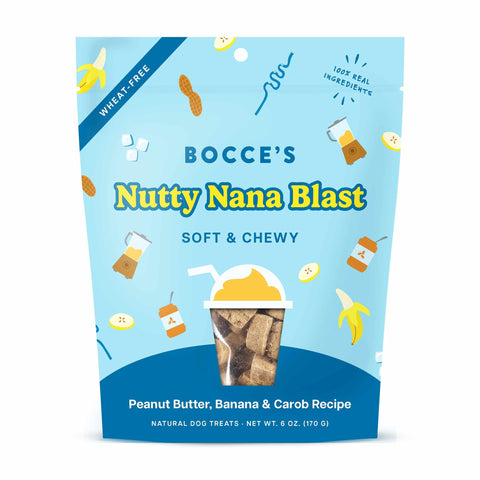 Bocce’s Nutty Nana Blast Peanut Butter, Banana & Carob Soft Chewy Dog Treats