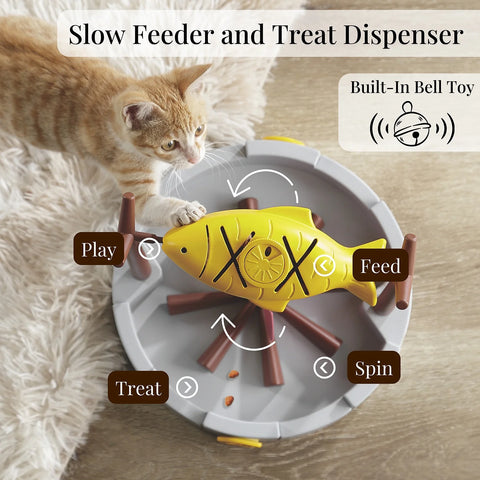 PetPals Grilled Fish Interactive Cat Treat Toy Slow Feeder