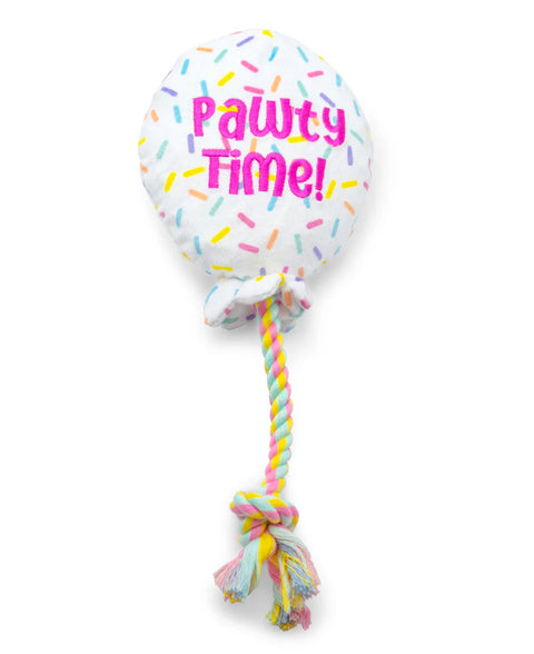 ThoozyPet 7" Birthday Balloon Plush Rope Dog Toy