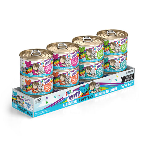 Weruva BFF OMG Gravy Rainbow Road Variety Pack Cat Food-  12 Cans