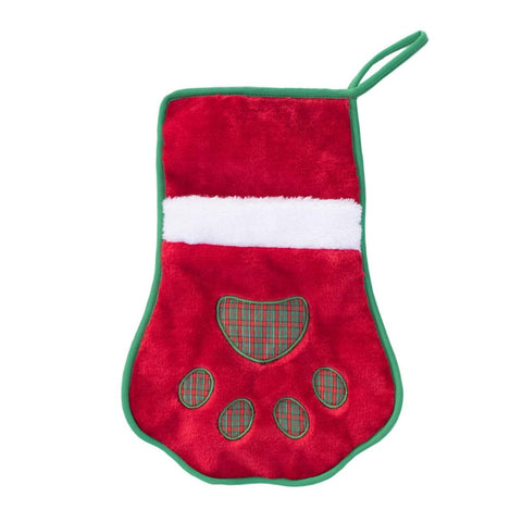 ZippyPaws Red Paw Holiday Pet Stocking