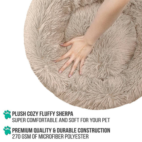 PetAmi Fluffy Calming Soft Donut Pet Bed