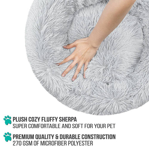 PetAmi Fluffy Calming Soft Donut Pet Bed