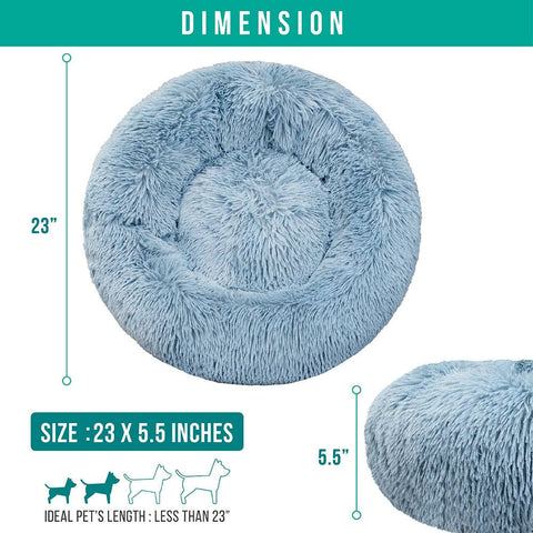 PetAmi Fluffy Calming Soft Donut Pet Bed