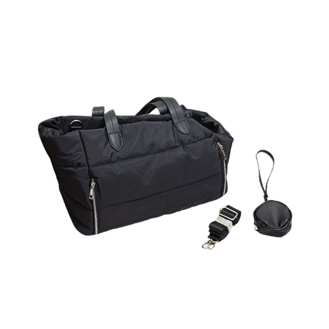 Sleek Black Nylon Breathable Pet Carrier Bag