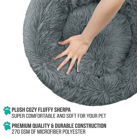 PetAmi Fluffy Calming Soft Donut Pet Bed