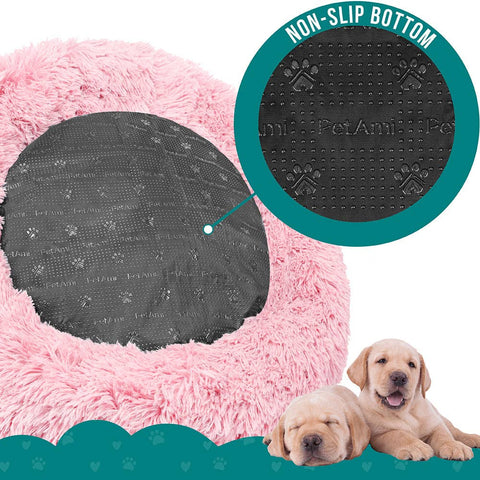 PetAmi Fluffy Calming Soft Donut Pet Bed