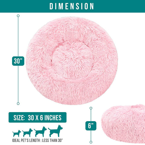 PetAmi Fluffy Calming Soft Donut Pet Bed