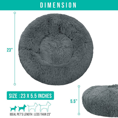 PetAmi Fluffy Calming Soft Donut Pet Bed
