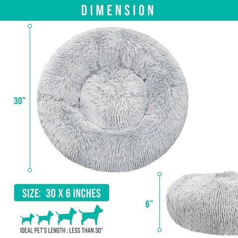 PetAmi Fluffy Calming Soft Donut Pet Bed
