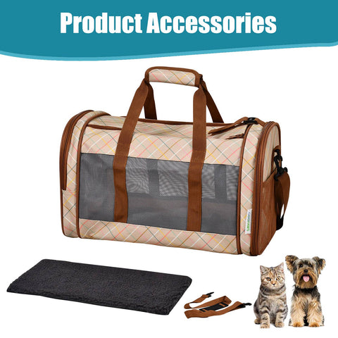 GOOPAWS Soft-Sided Travel Small Dog & Cat Carrier Bag, Orange Diamond Print