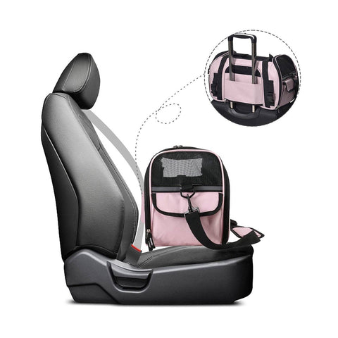 GOOPAWS Soft Sided Small Pet Carrier Comfort for Travel, Pink, 19"
