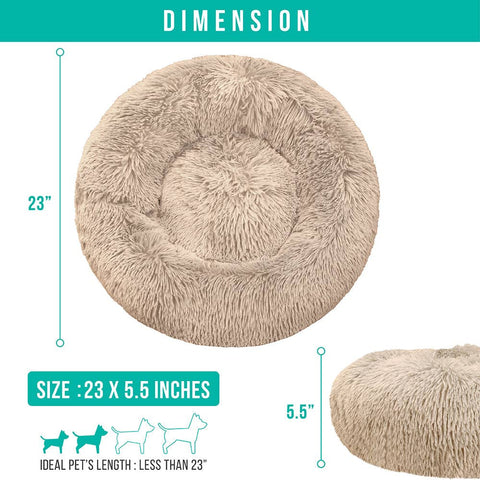 PetAmi Fluffy Calming Soft Donut Pet Bed