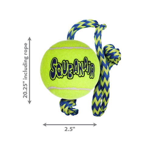 KONG SqueakAir Tennis Ball Rope Dog Toy