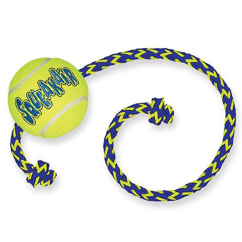 KONG SqueakAir Tennis Ball Rope Dog Toy