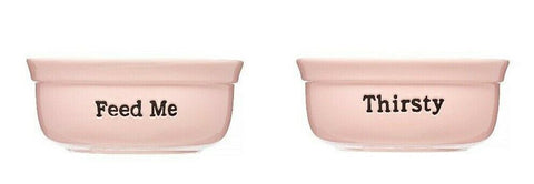 Pink Ceramic Pet Bowls & Stand