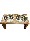 Raised Wood Dog Bowl Set